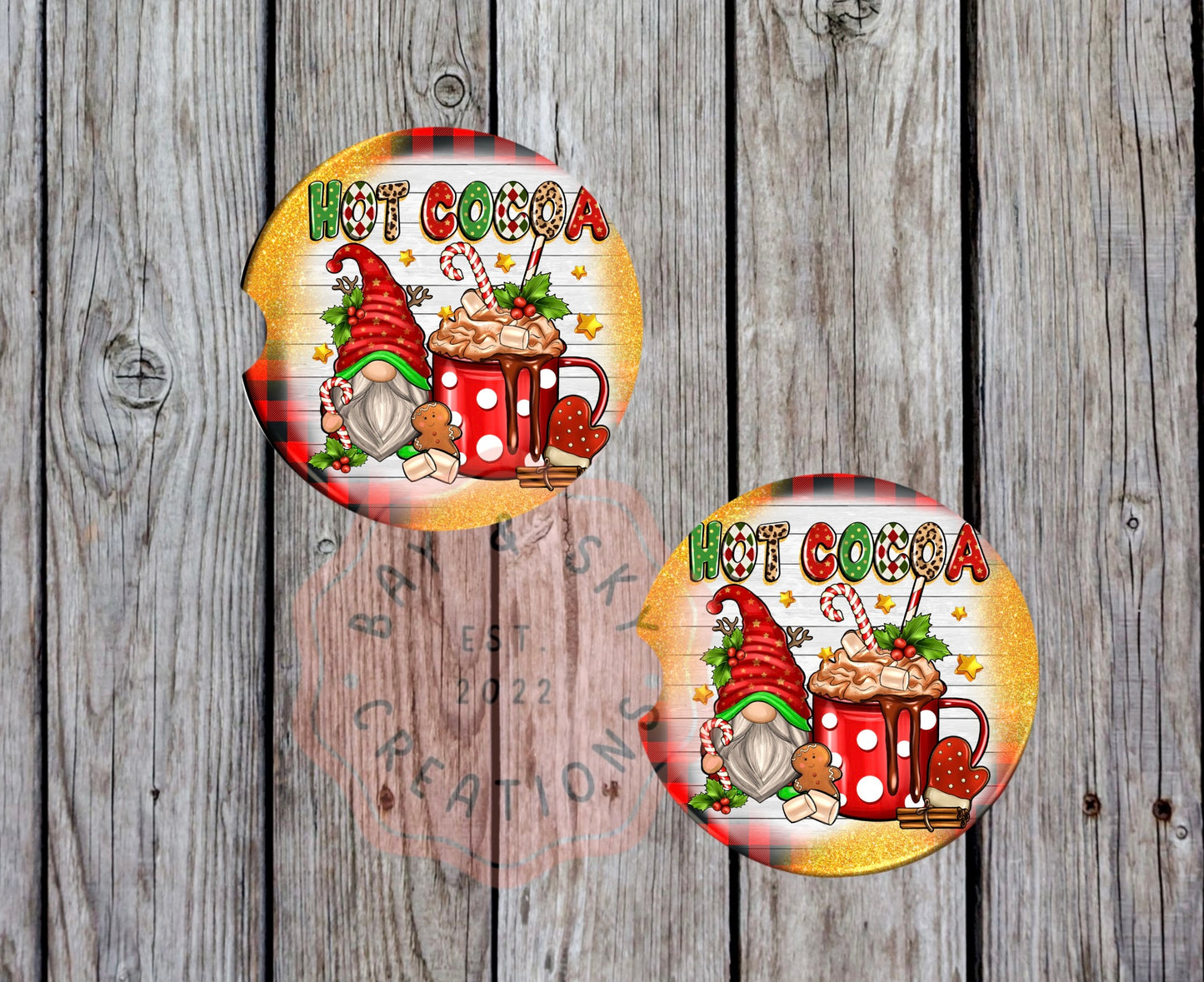 Hot Cocoa Gnomes Car Coaster