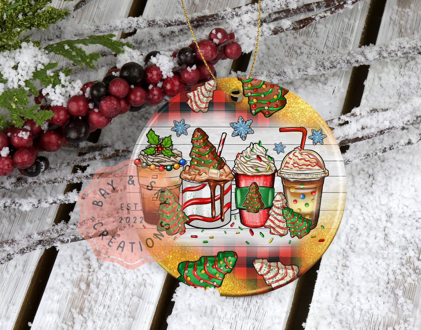 Christmas Tree Cake Coffee Christmas Ornament