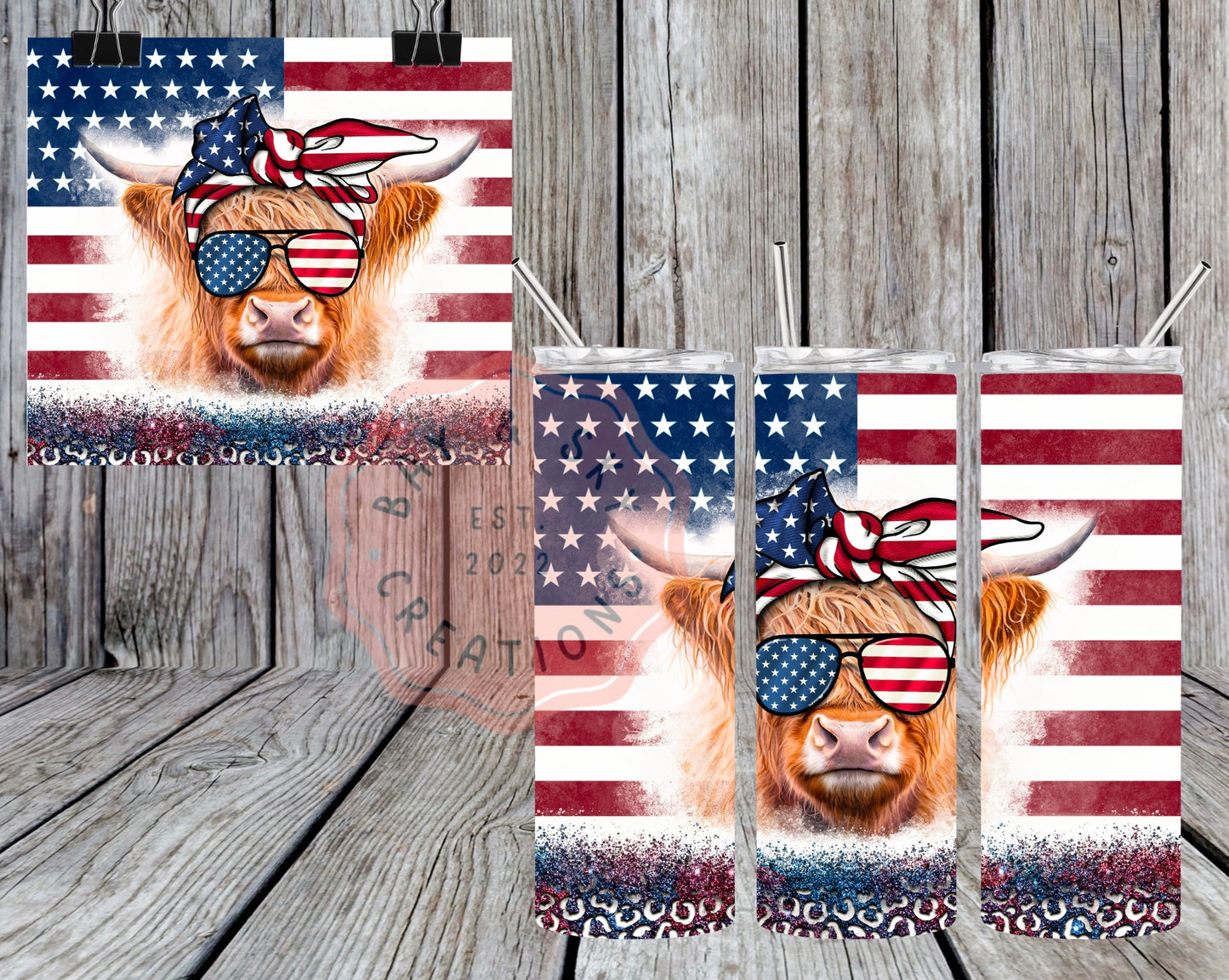 Patriotic Cow Tumbler
