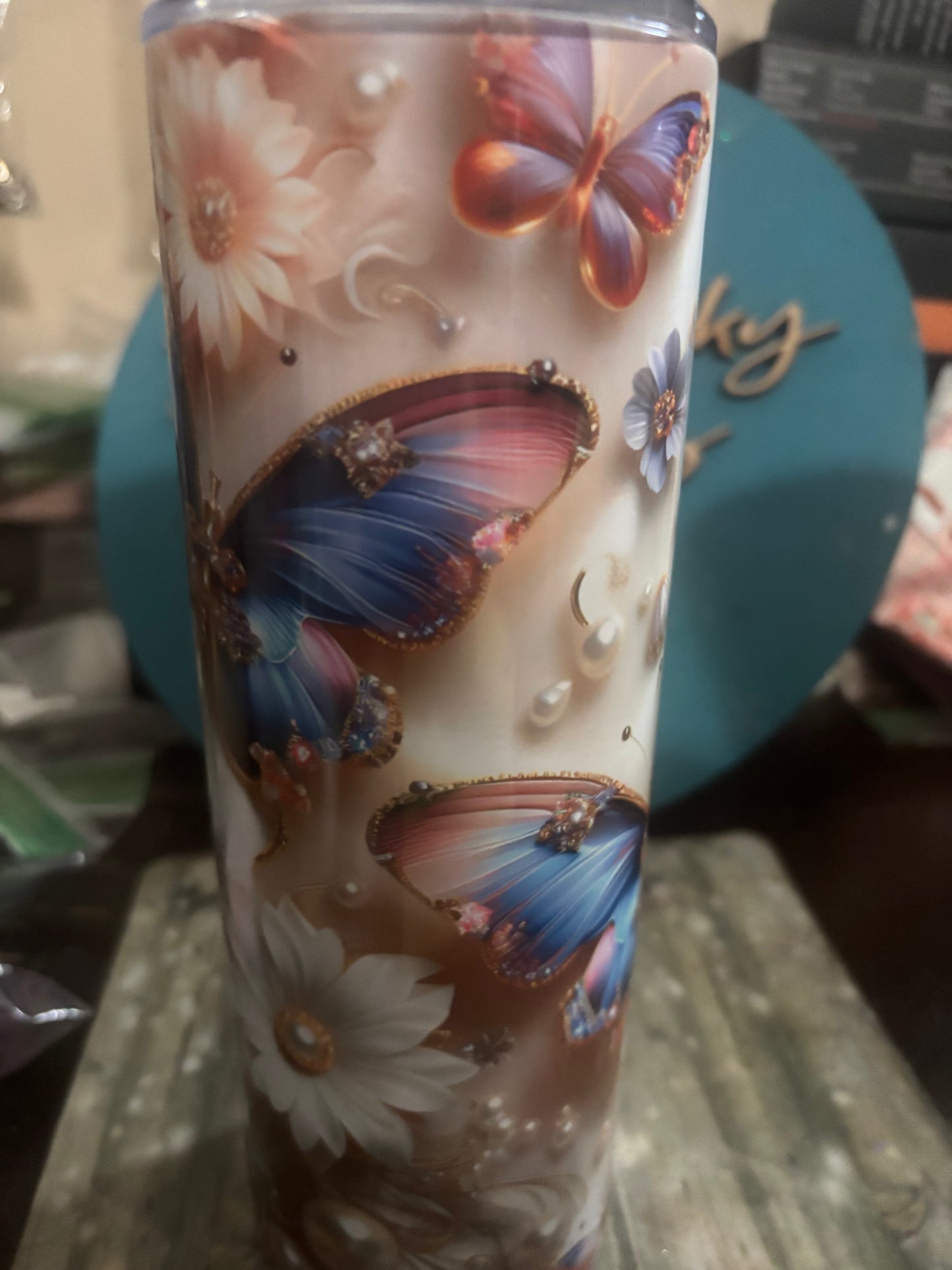 Floral Butterflies Tumbler