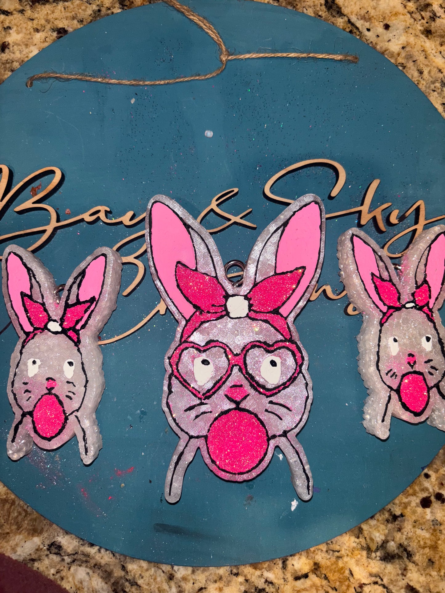 Heart Bubble Rabbit Freshie & Vent Clips Set