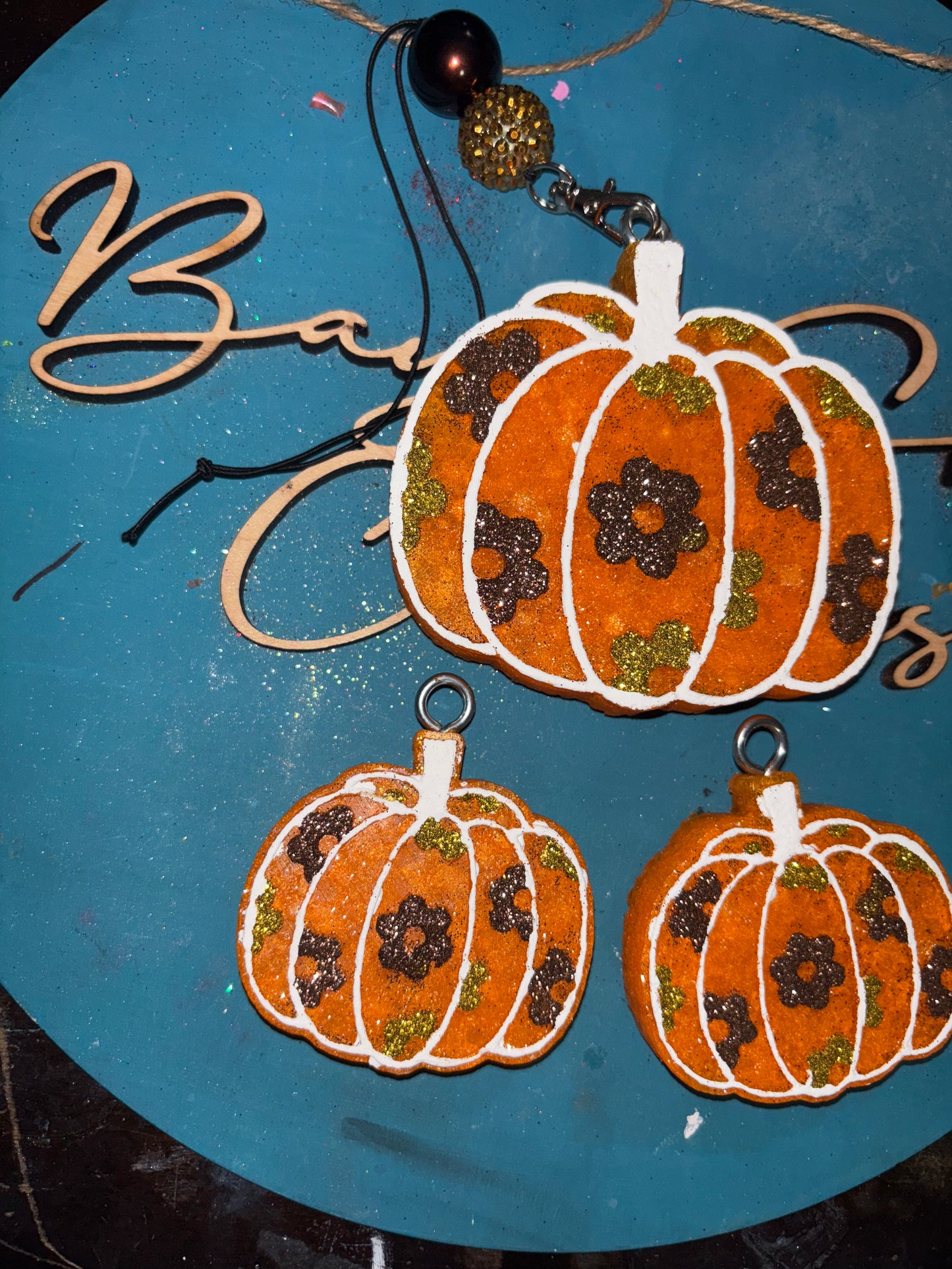 Floral Pumpkin Freshie And Vent Clip