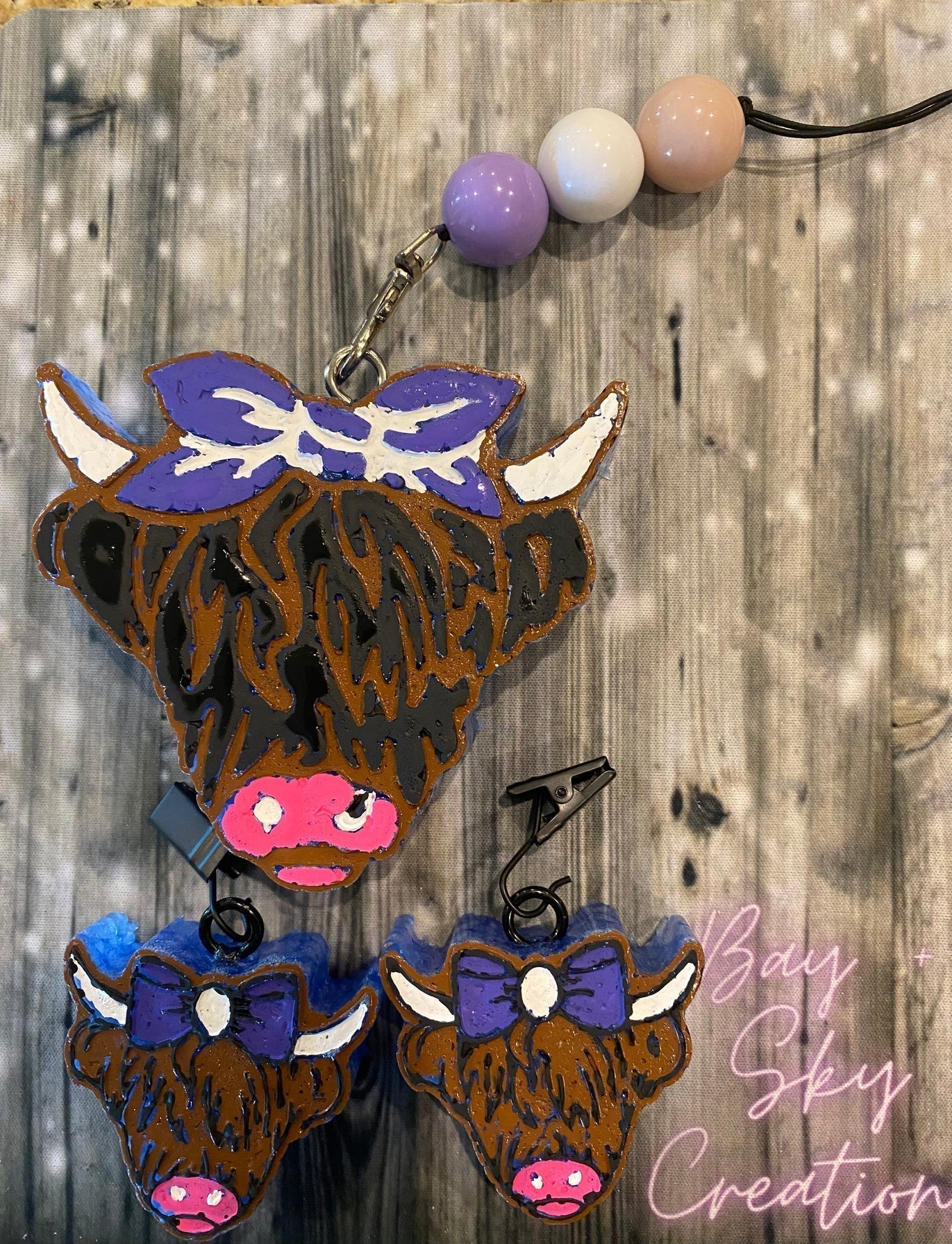 Highland Cow Freshie & Vent Clips Set