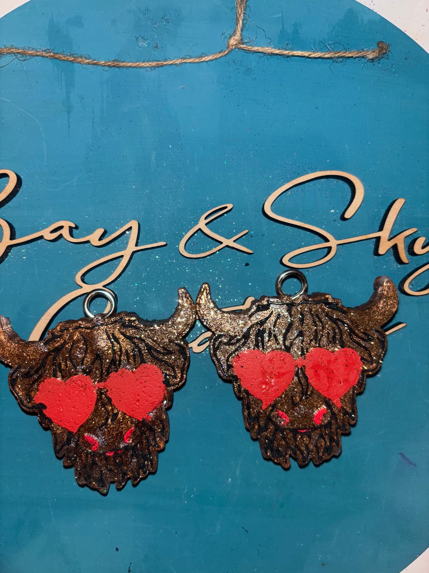 Highland Cow Heart Eye Vent Clips Freshie