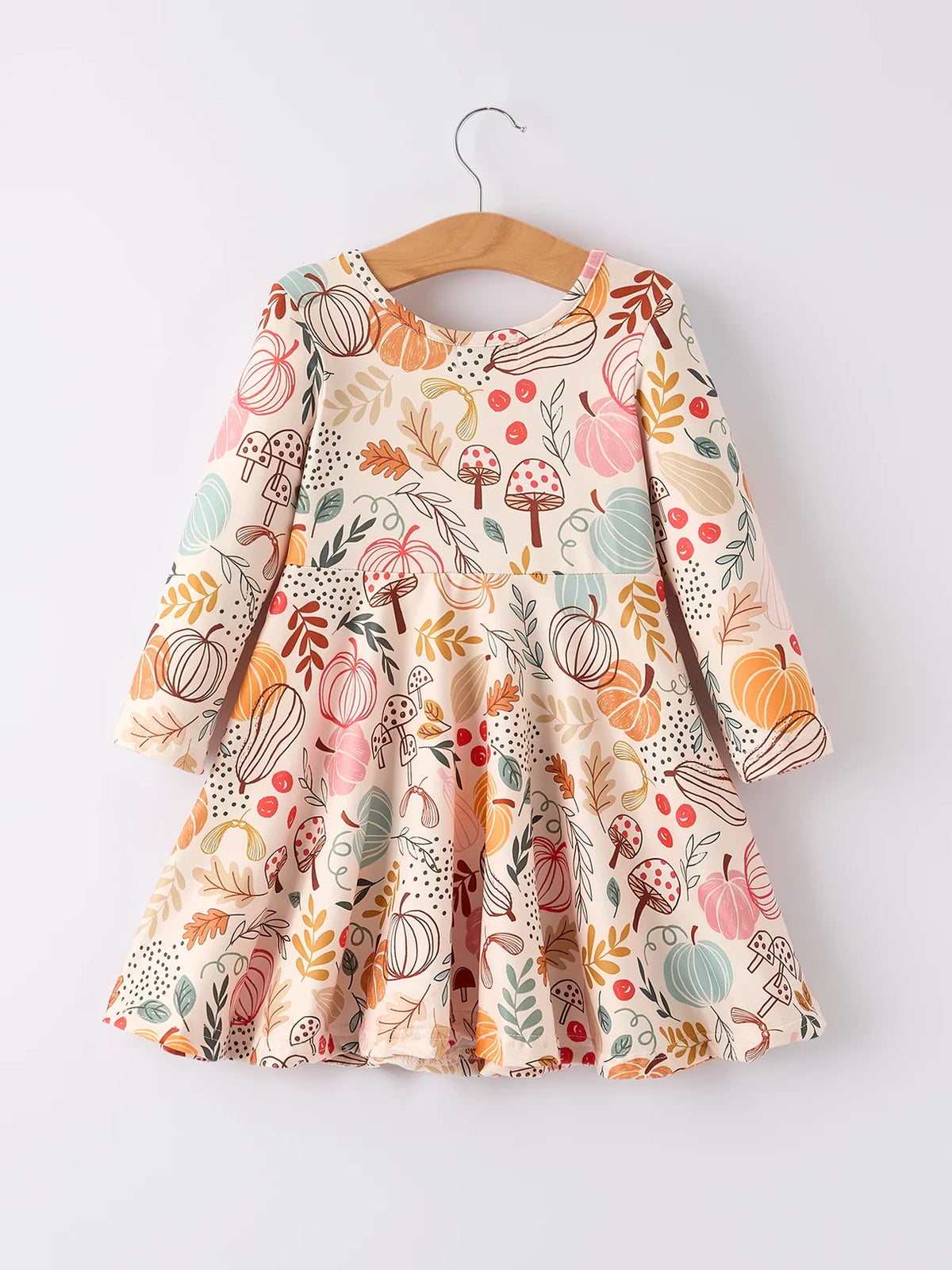 Fall Pumpkin Leaf Print Dress
