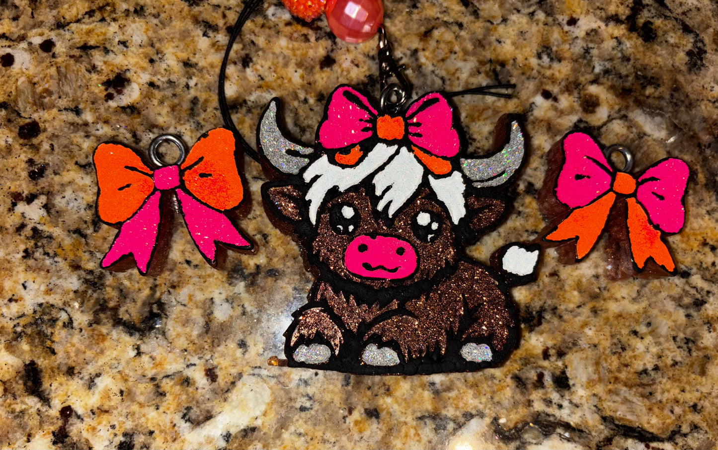 Highland Cow with Bow Freshie and Vent set