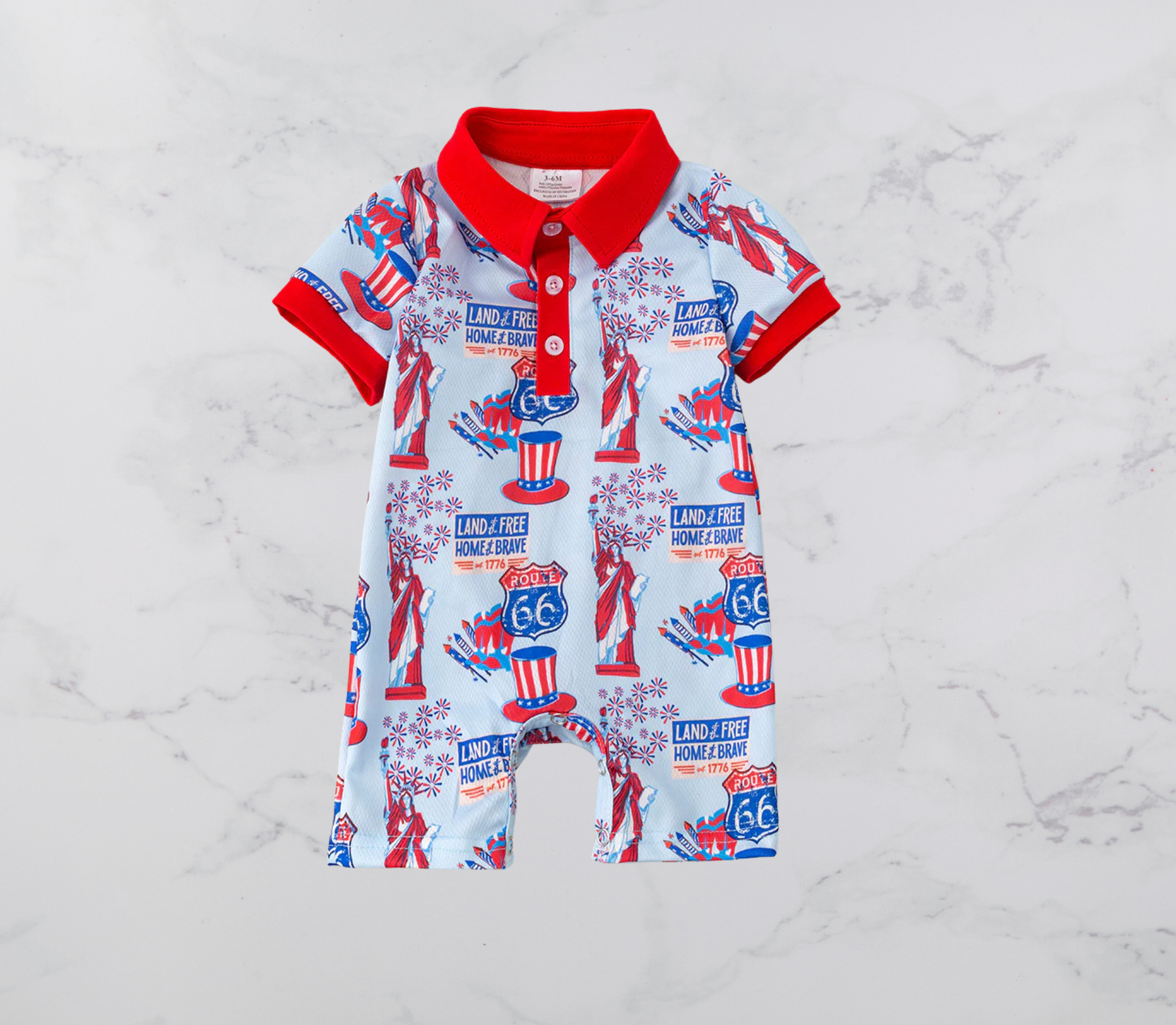 Route 66 Patriotic Boy Romper