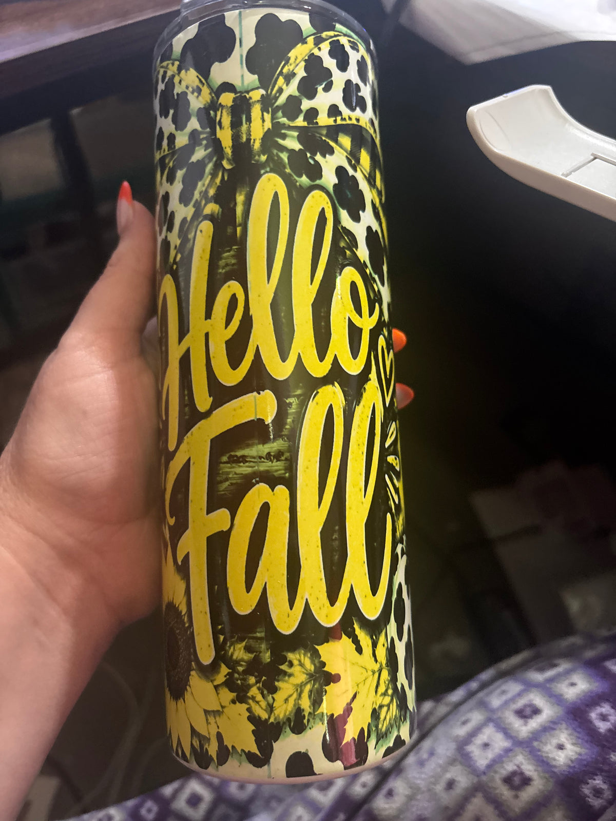 Yellow hello Fall Tumblers