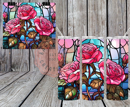 Stained Glass Rose Tumbler