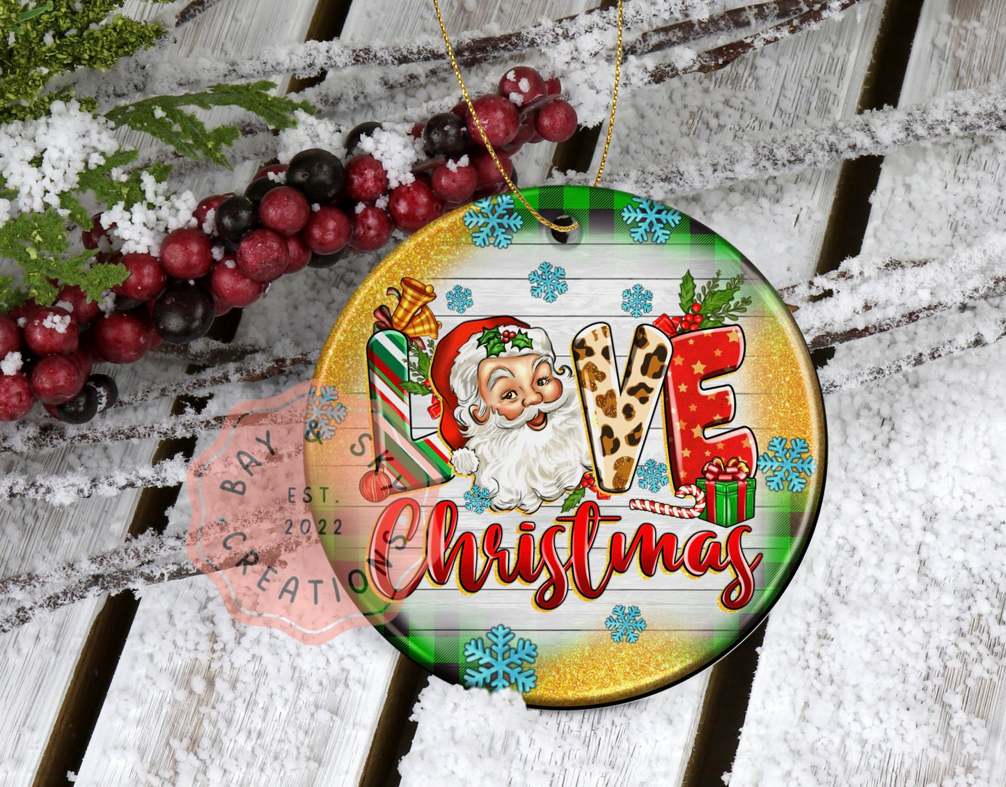 Santa Love Christmas Ornament