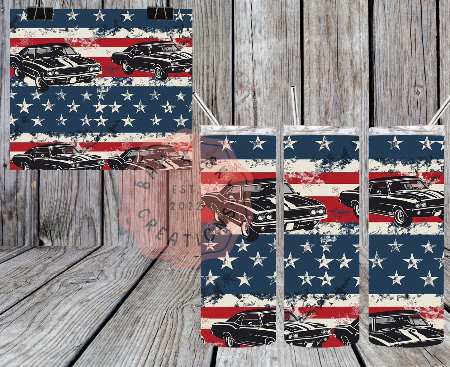 Patriotic Muscle Cars Tumblers