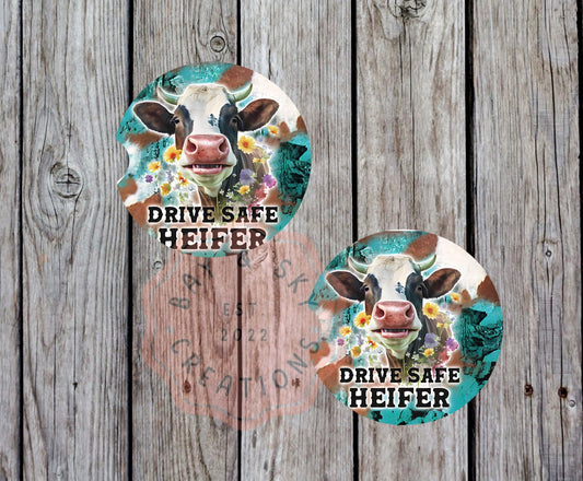 Drive Safe Heifer Car Coaster