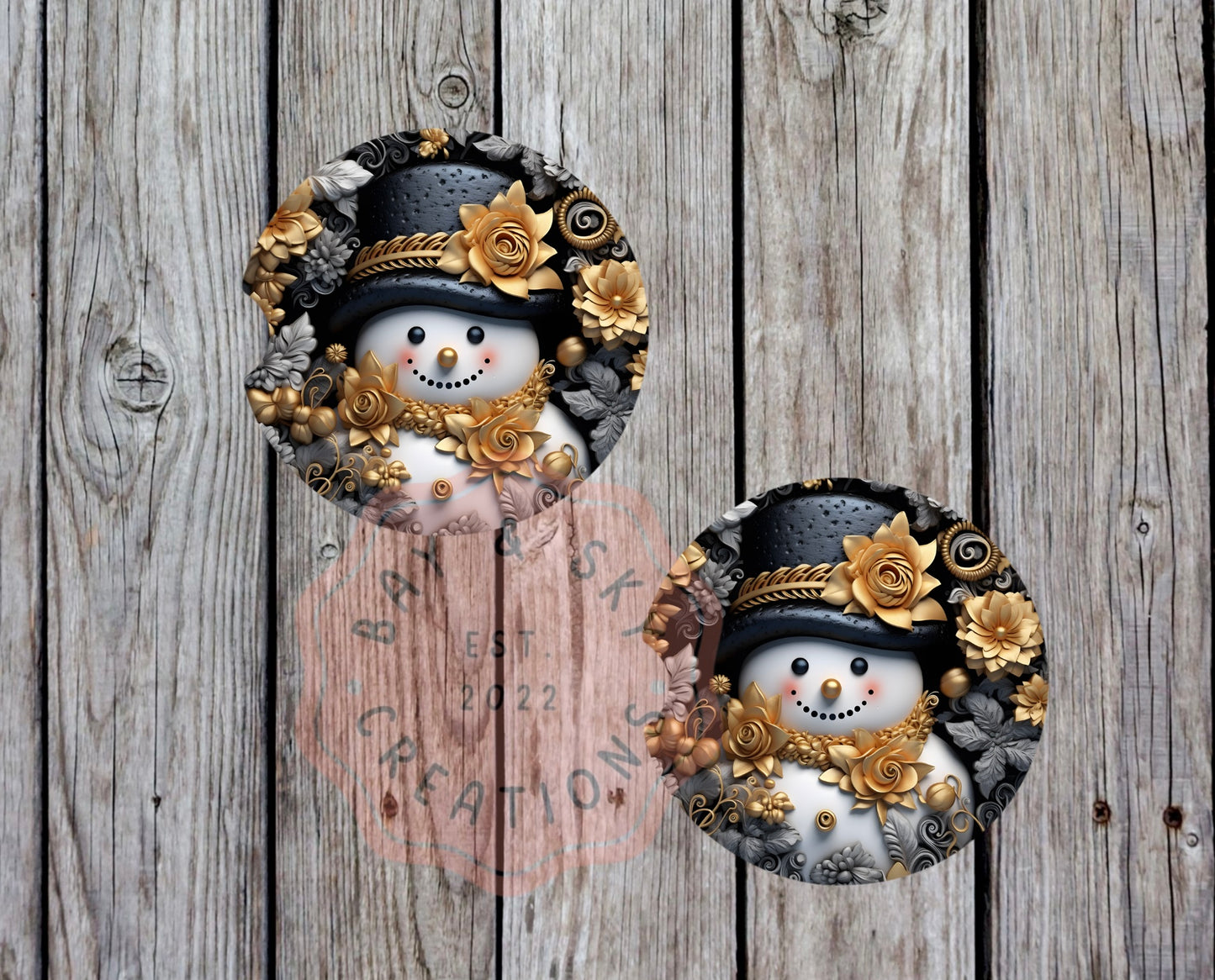Floral Snowman Car Coaster