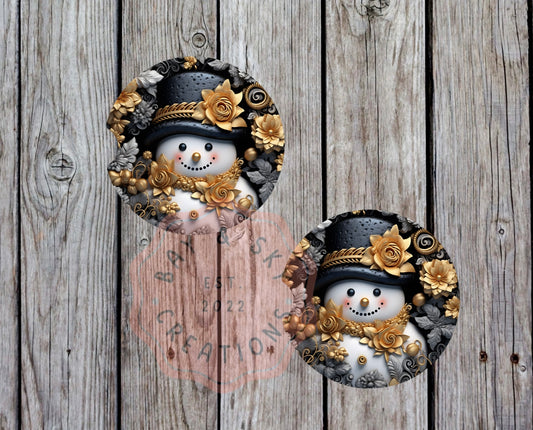 Floral Snowman Car Coaster