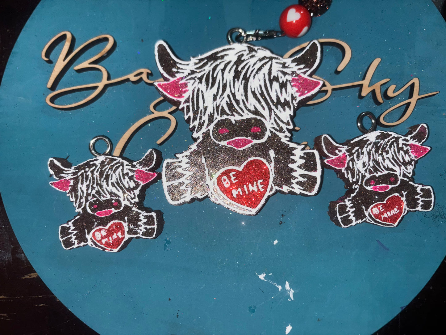 Be Mine Highland Cow Freshie & Vent Clips Set