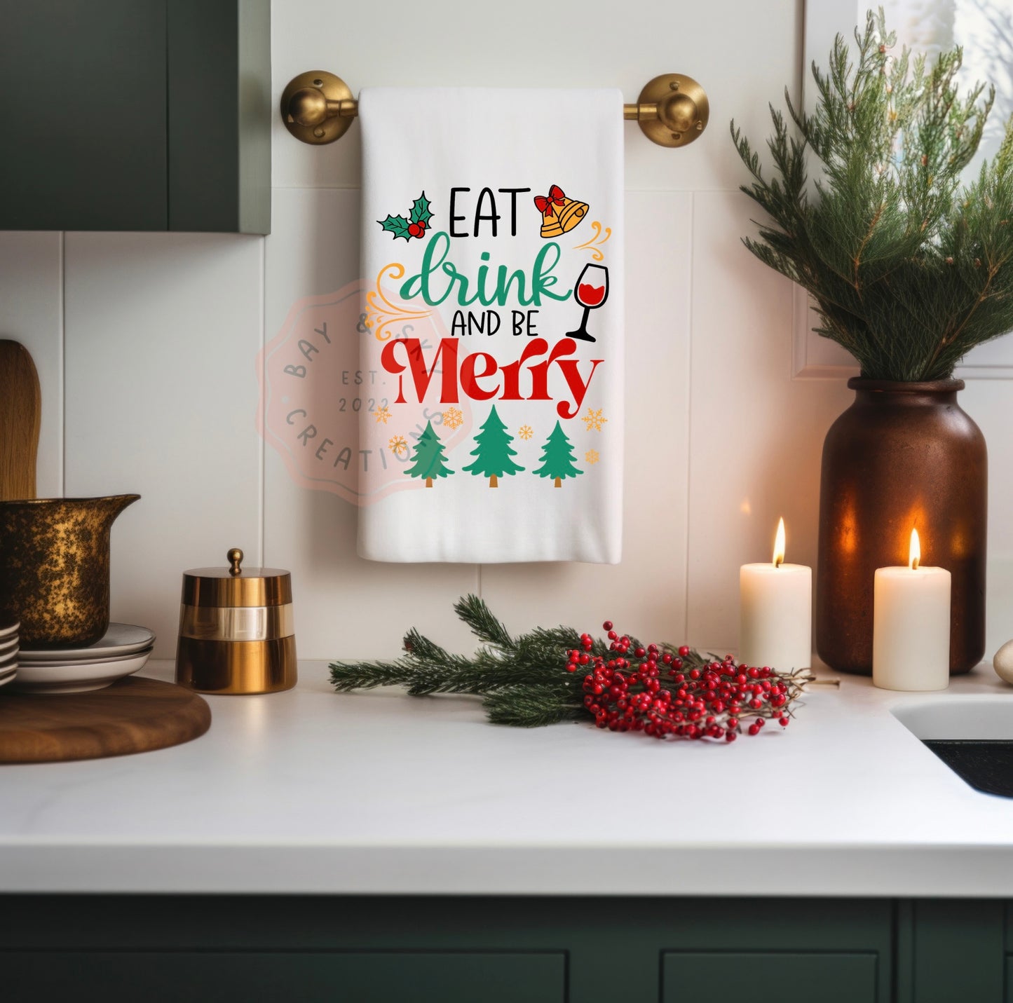 Eat, Drink, And Be Merry Hand Towel