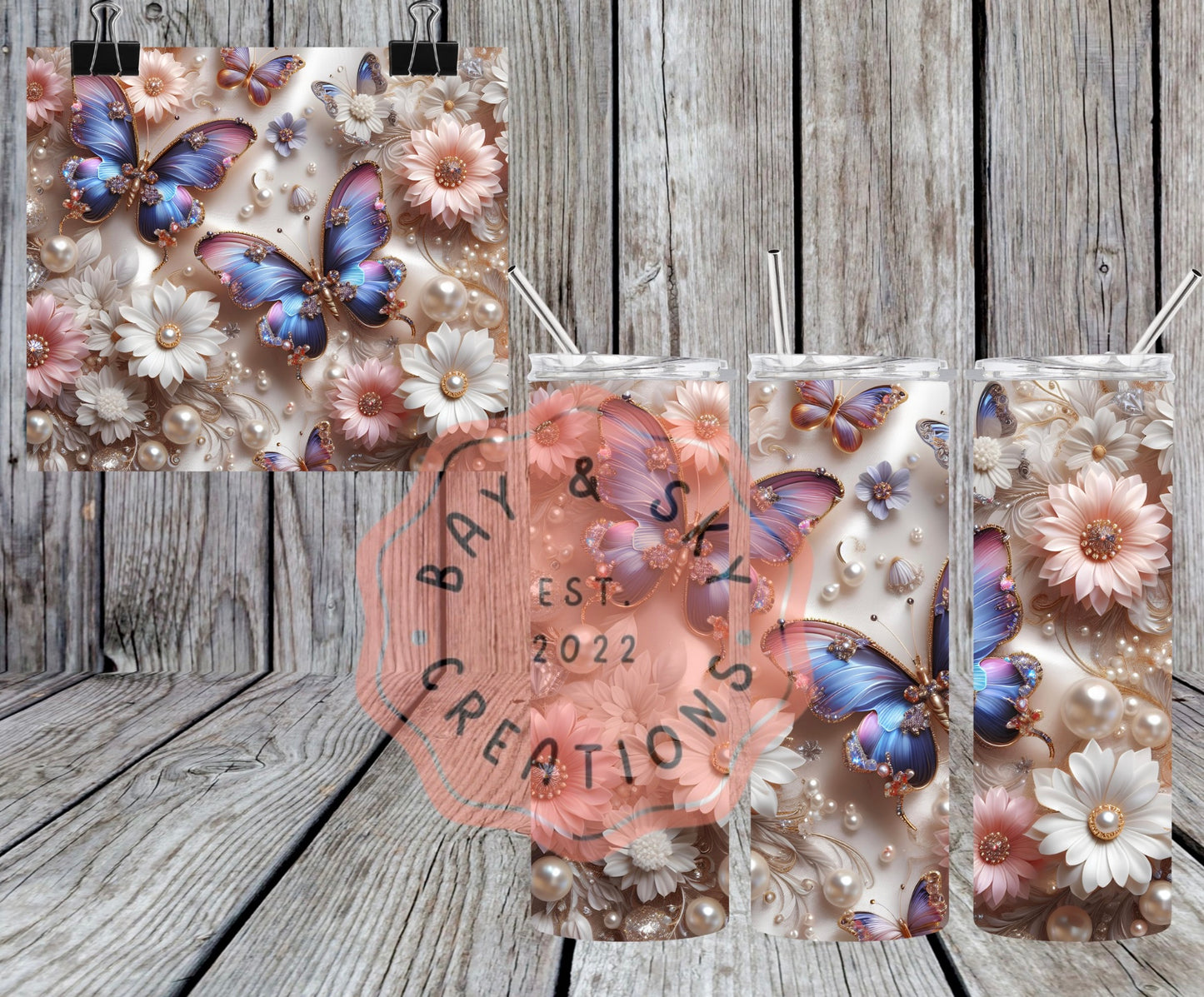 Floral Butteryflies Tumbler