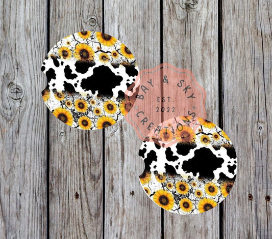 Sunflower Cow Car Coaster