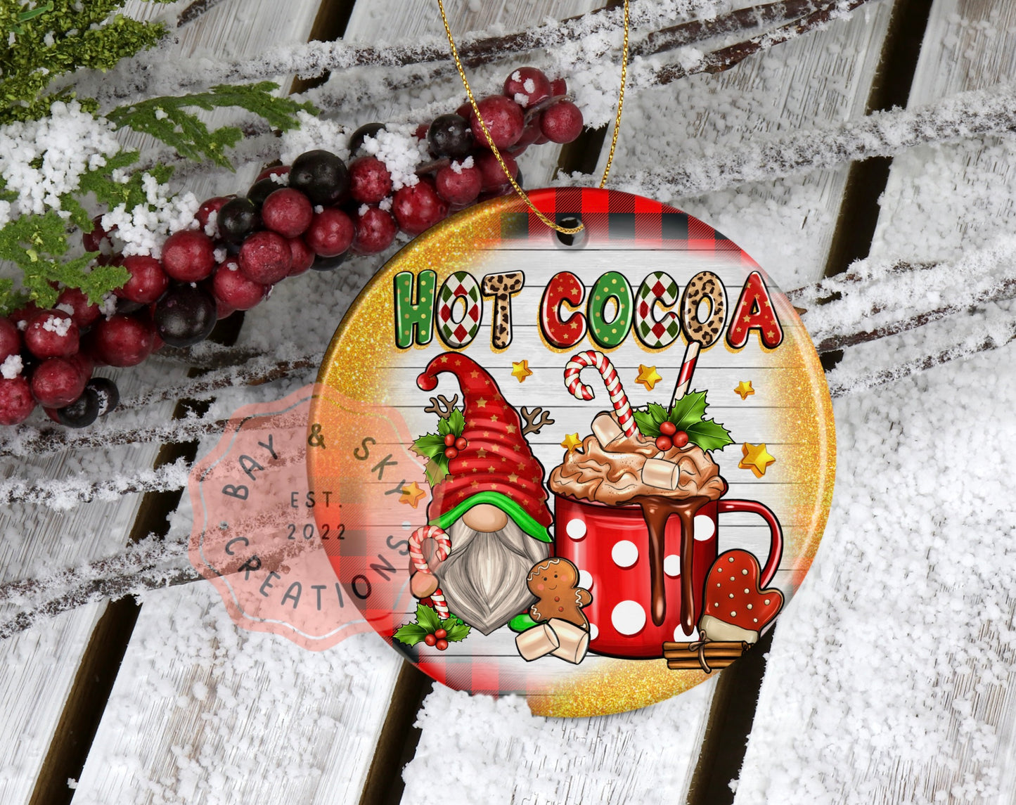 Hot Cocoa Gnomes Christmas Ornament