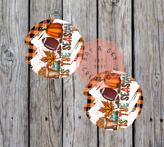 Plaid Tis The Season Car Coaster