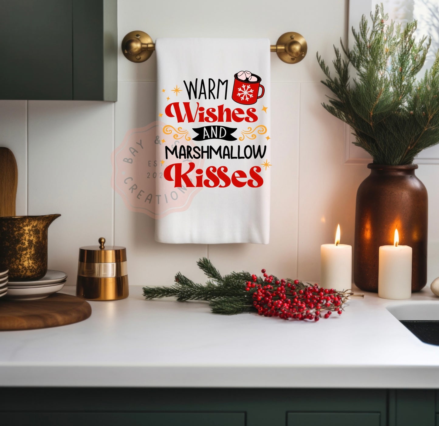 Warm Wishes And Marshmellow Kisses Hand Towel