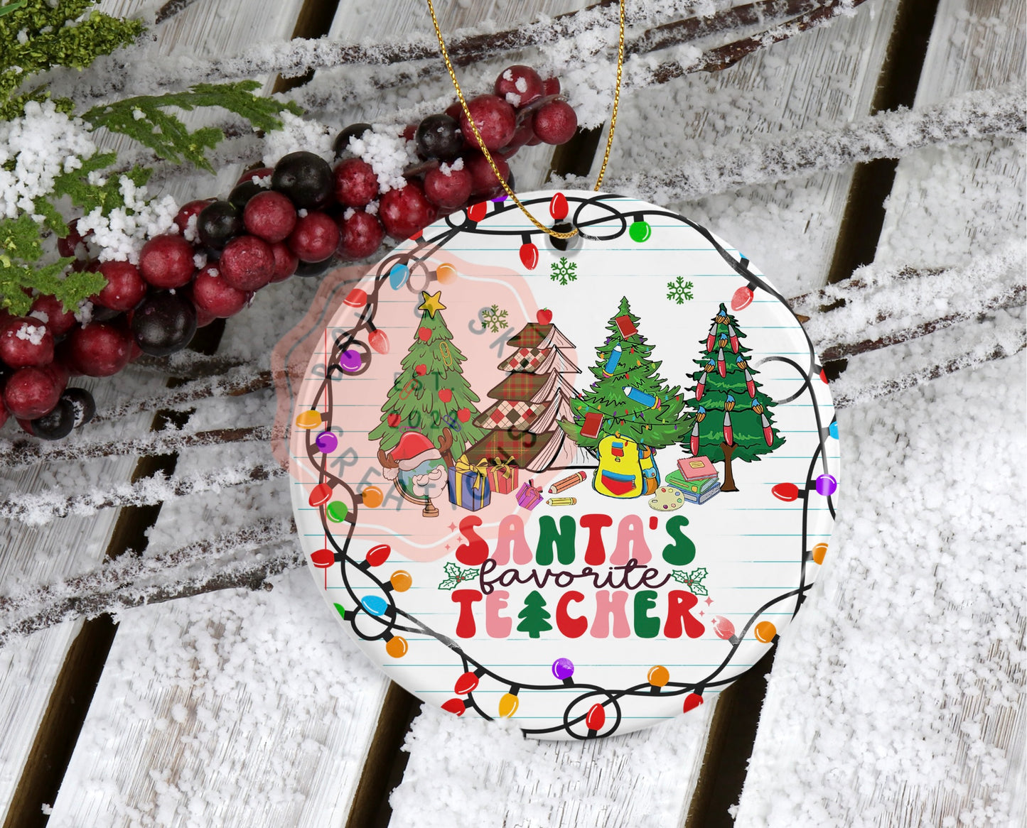 Santa Favorite Teacher Christmas Ornament