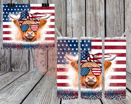 Patriotic Cow Tumbler