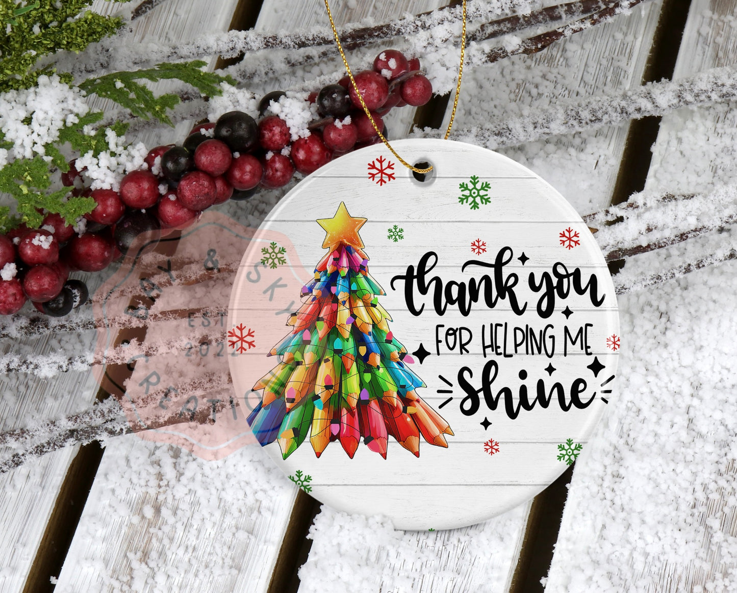 Colored Pencil Tree Christmas Ornament