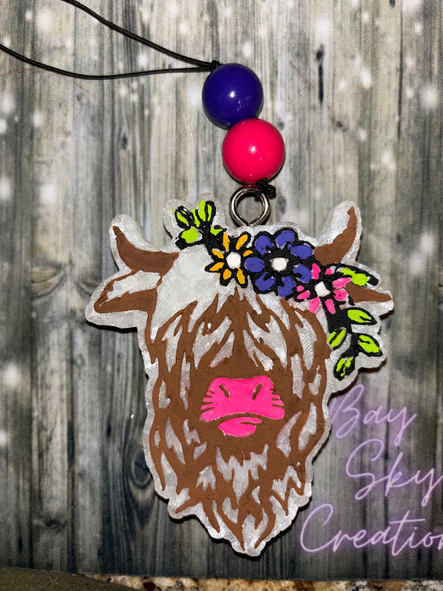 Floral Highland Cow Freshie