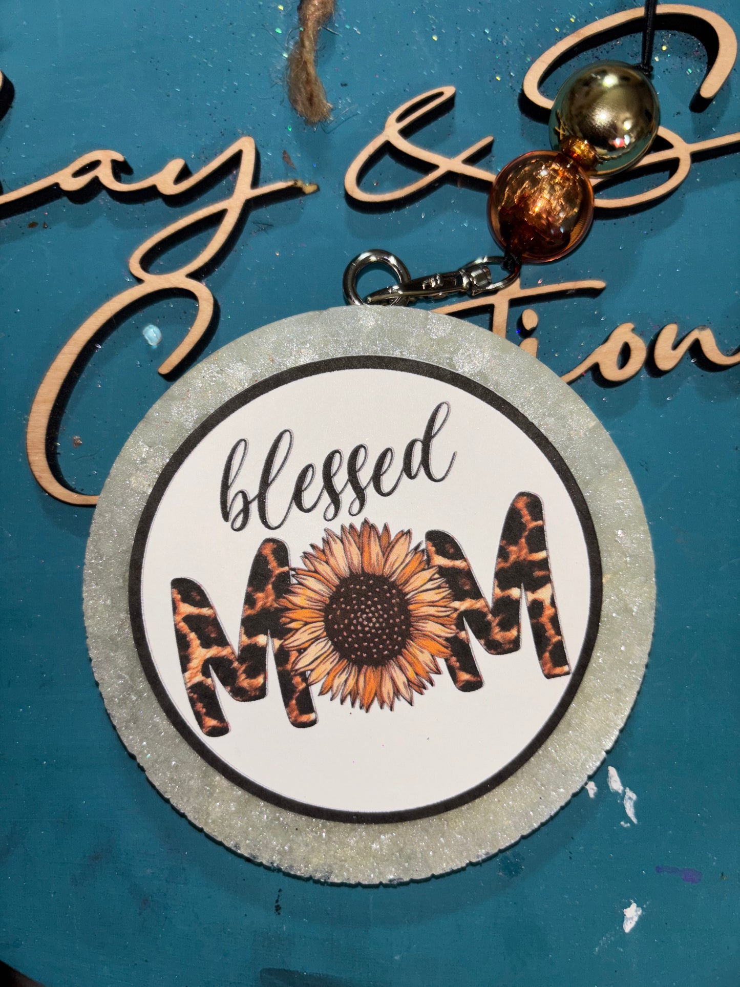 Blessed Mom Round Freshie