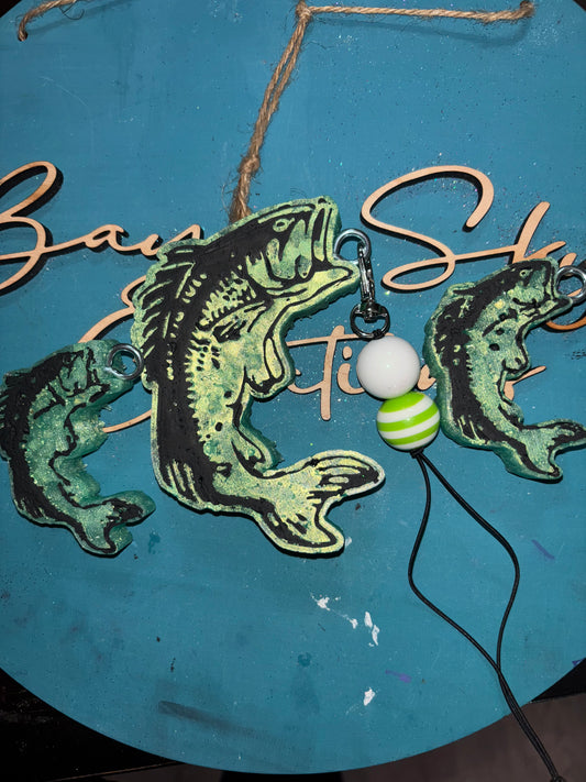 Jumping Bass Fish Freshie and Vent Clip Set