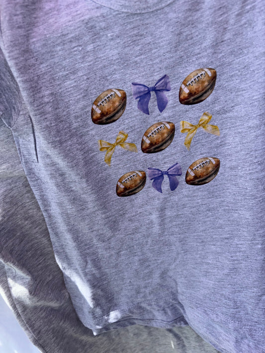 Purple Bows and Footballs T-Shirts