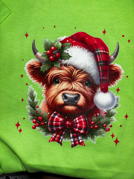 Highland Cow with Santa Hat T-Shirts