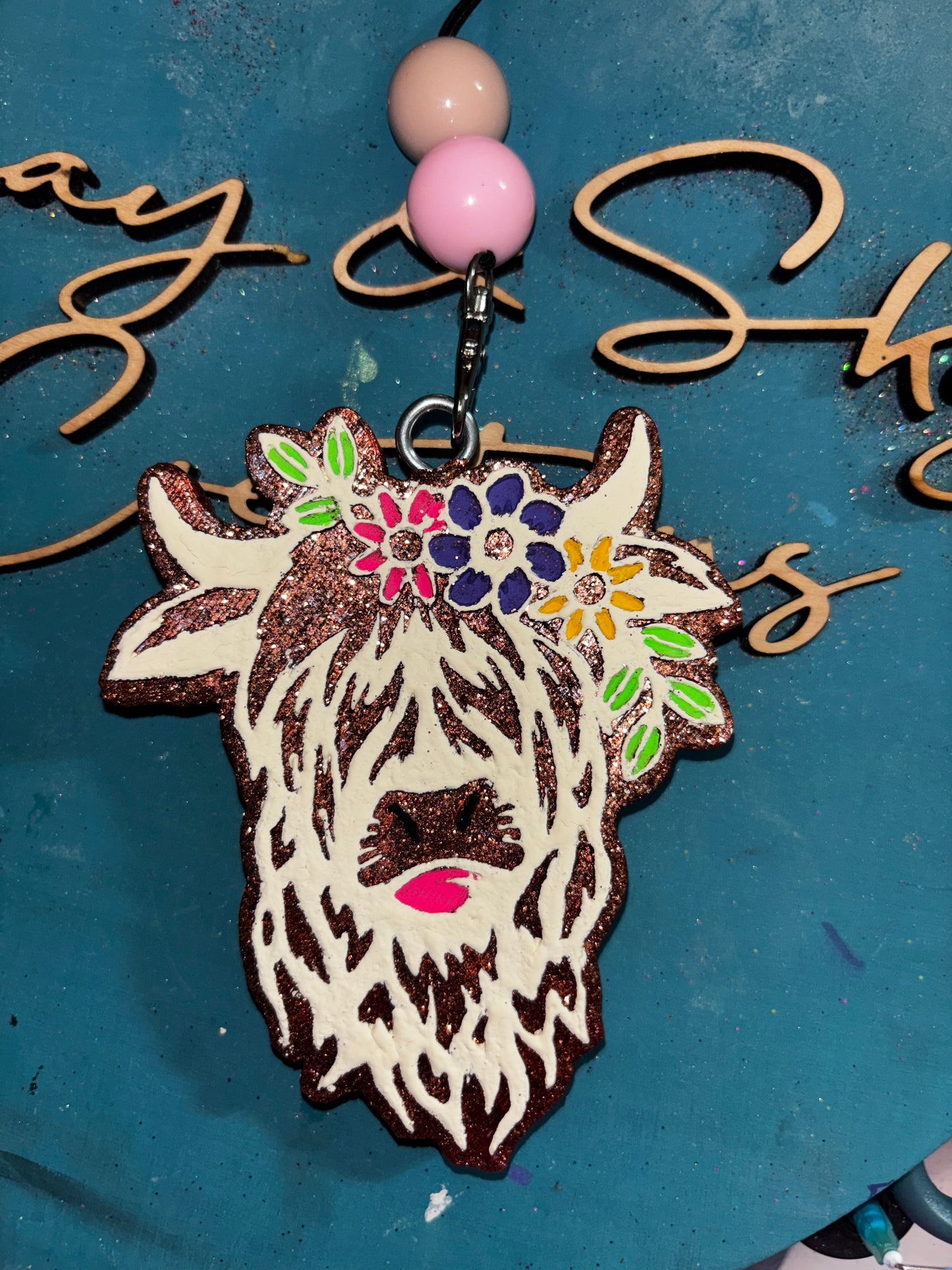 Floral Highland Cow Freshie