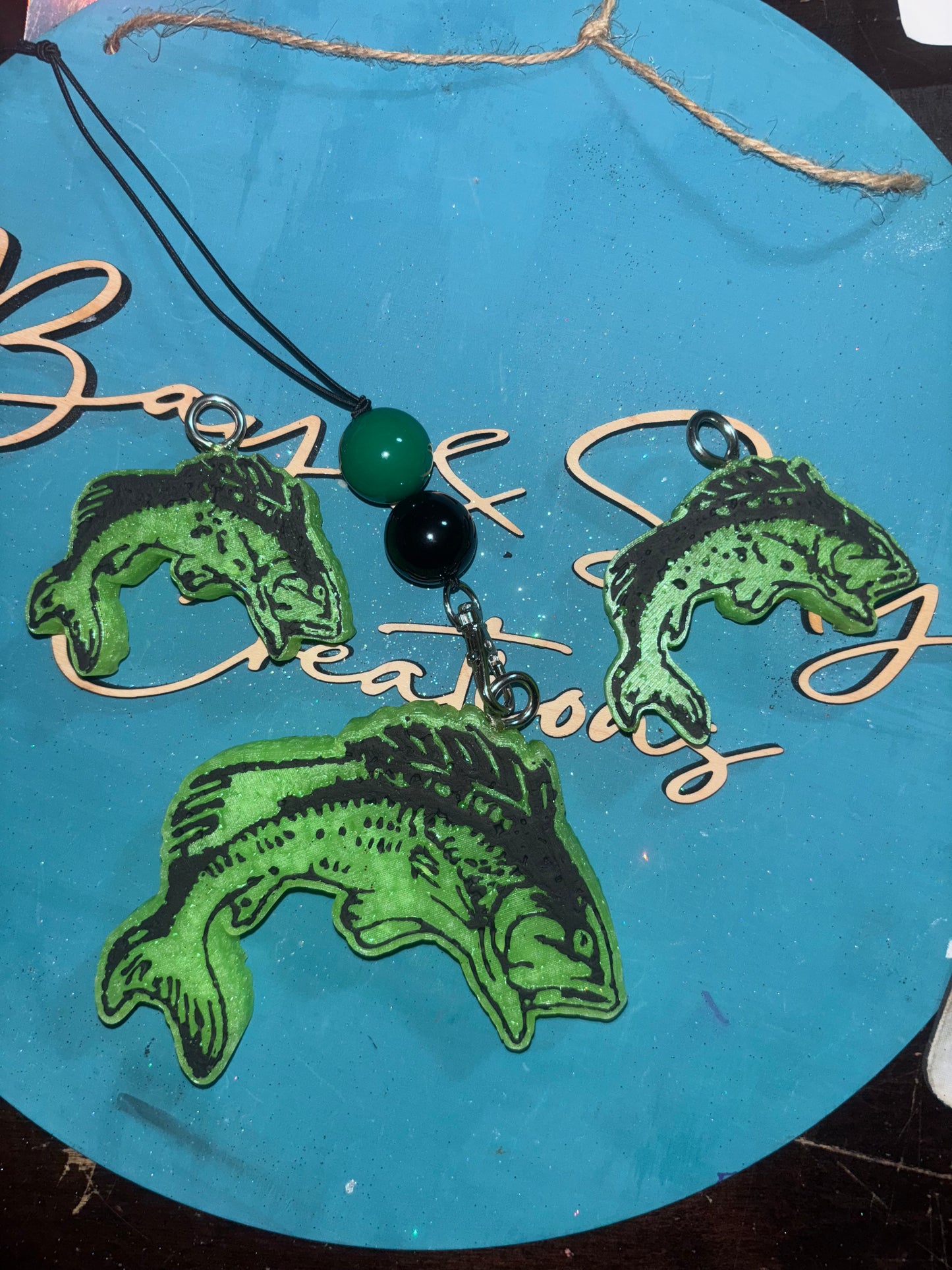 Jumping Bass Fish Freshie & Vent Clips Set