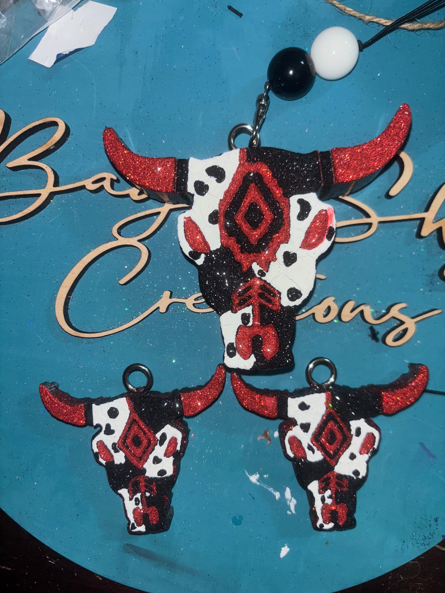 Aztec Bull Cow Print Freshie & Vent Clips Set