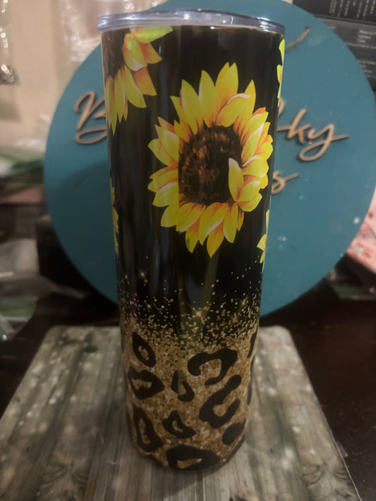Cheetah Sunflower Tumbler