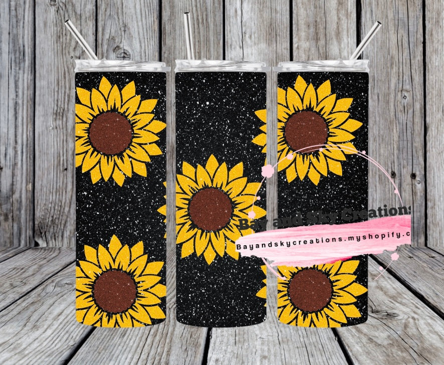 Glitter sunflower drink cups