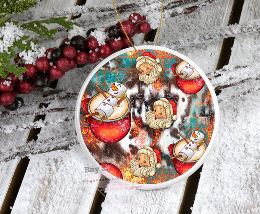 Hot cocoa Santa Ornament