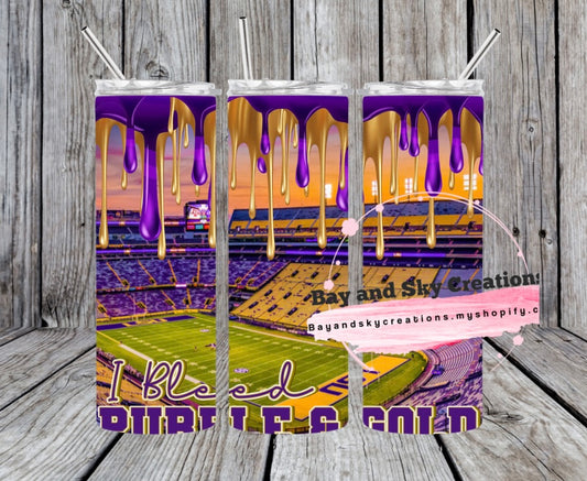 Purple and gold tumbler