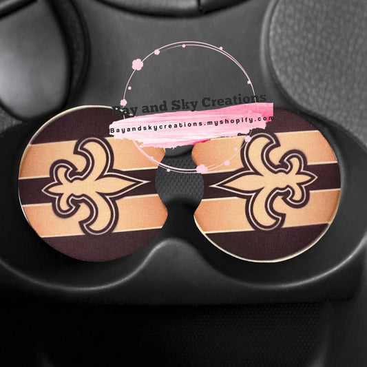 Saints stripes car coaster